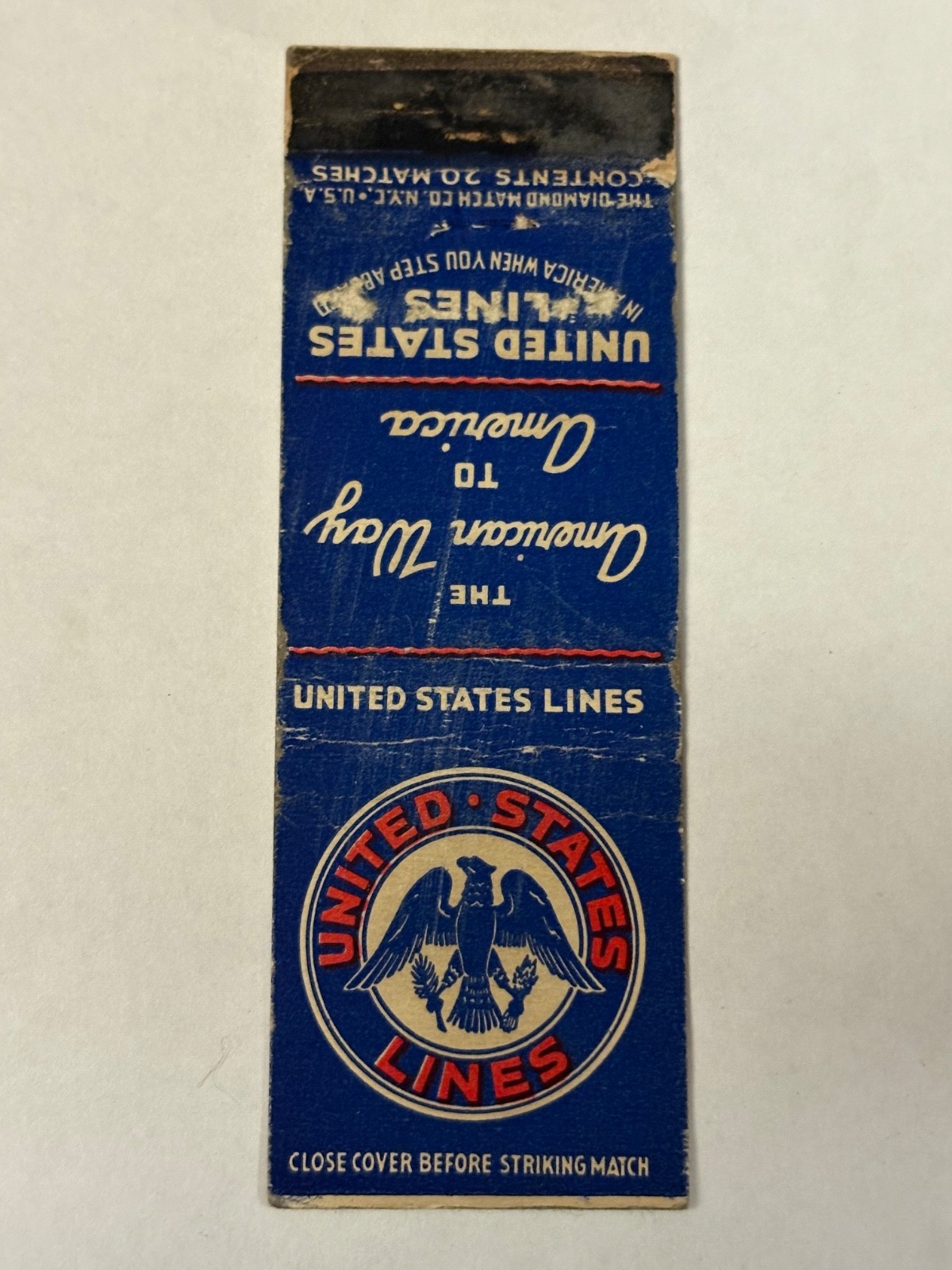 United States Lines Matchbook Cover U.S. US Eagle American Way America Boat Ship