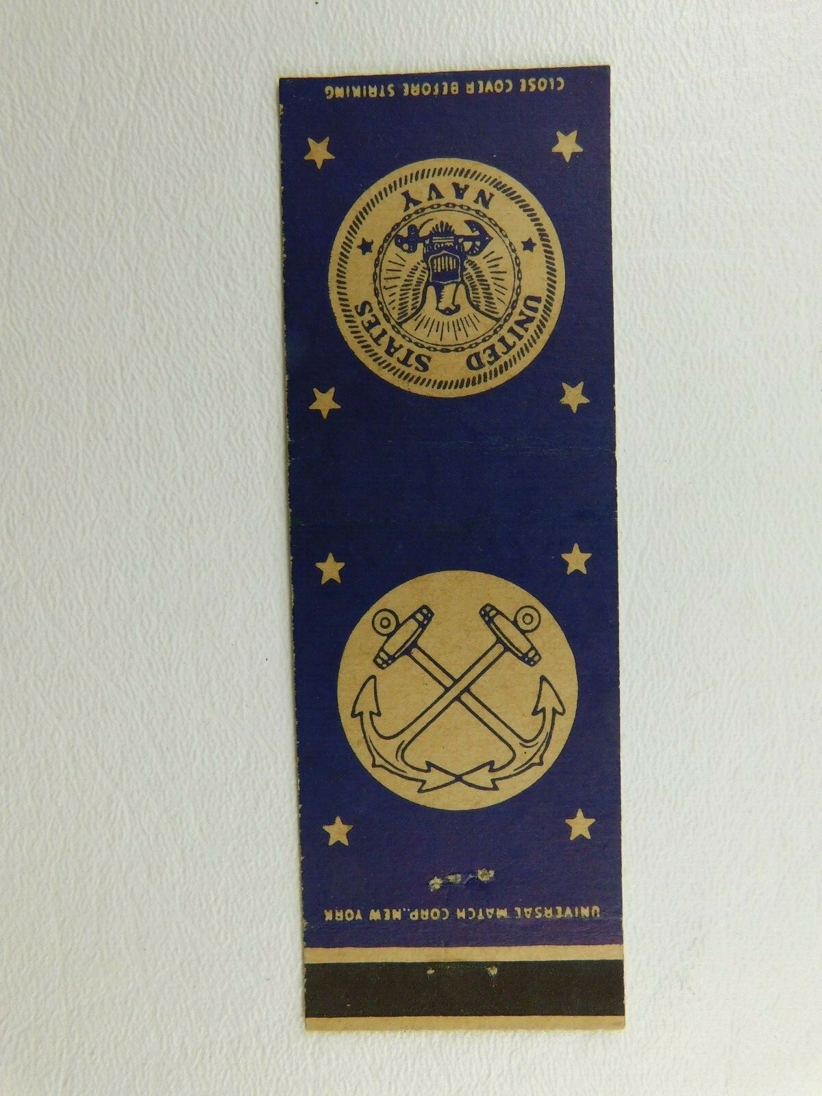 United States Navy Twin Anchors And Stars Vintage Matchbook Cover