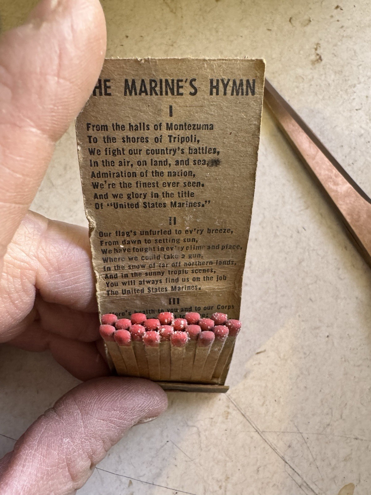 Rare Vintage U.S. Marines Matchbook Only 1 Missing Lion Match Co United States
