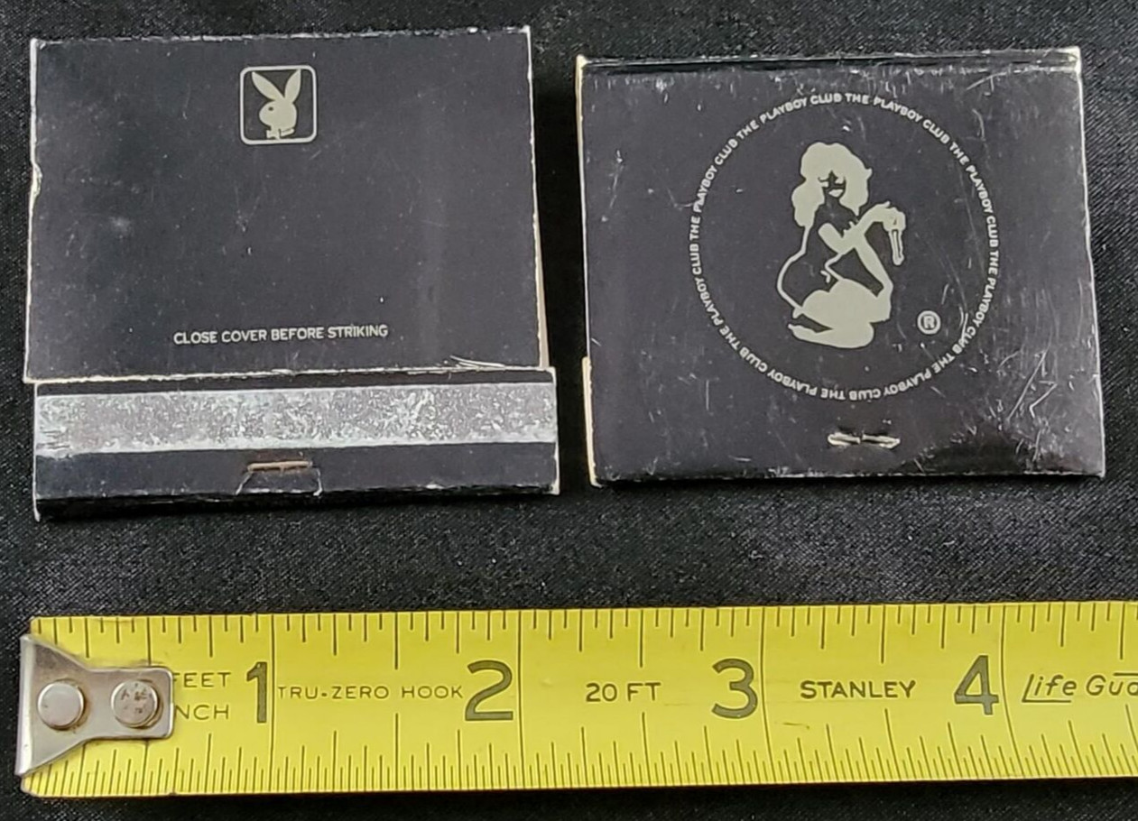 Playboy Club Advertising Matchbooks Large Black w/ Woman Lot x2 Vintage