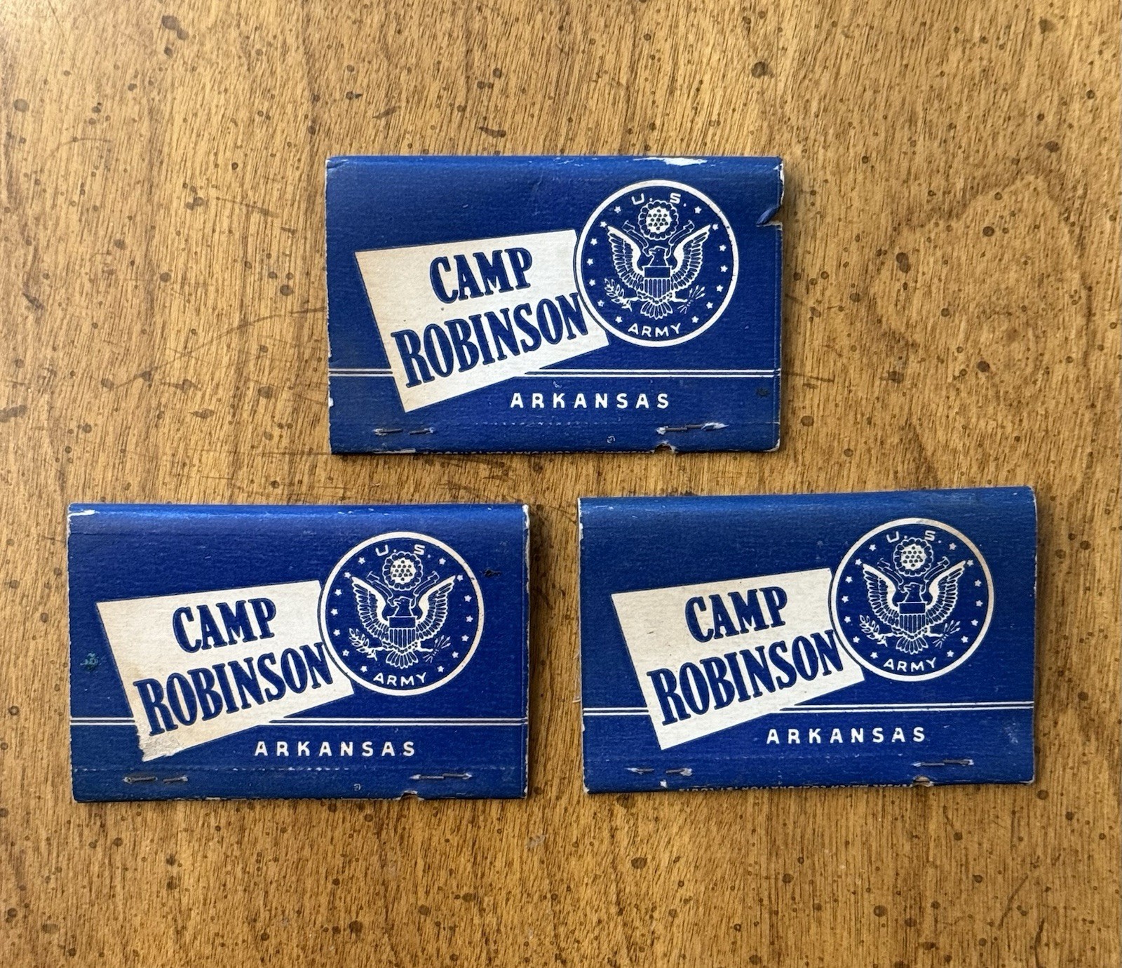 (3) VINTAGE Camp Robinson Arkansas FULL Matchbooks United States Army