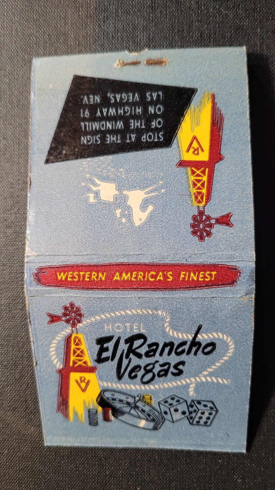 1940s El Rancho Vegas Unstruck Lion Feature Matchbook Match Cover
