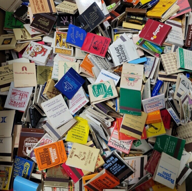FRESH Lot of 65 Estate Mint Batch Vintage Full Unused Matchbooks No Dups Look😉