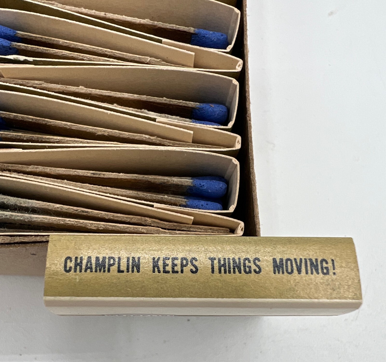 1 CASE (50) VINTAGE CHAMPLIN MATCHBOOKS – CHAMPLIN KEEPS THINGS MOVING!