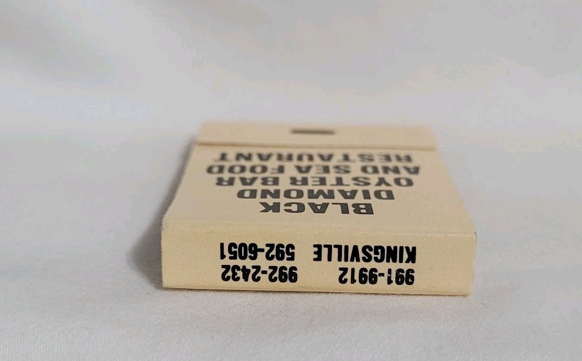 Vintage Matchbook Black Diamond Oyster Bar Restaurant Texas Advertising