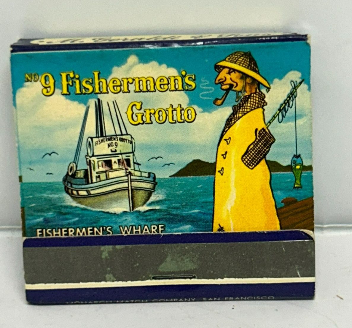 Vintage matchbook cover #9 Fisherman’s Grotto San Francisco CA Unstruck