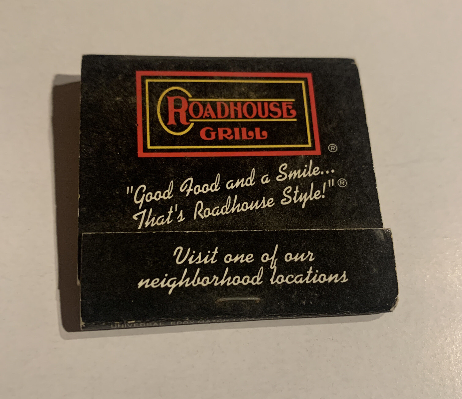Vintage Roadhouse Grill Matchbook Matches Black Southern United States Full Ad