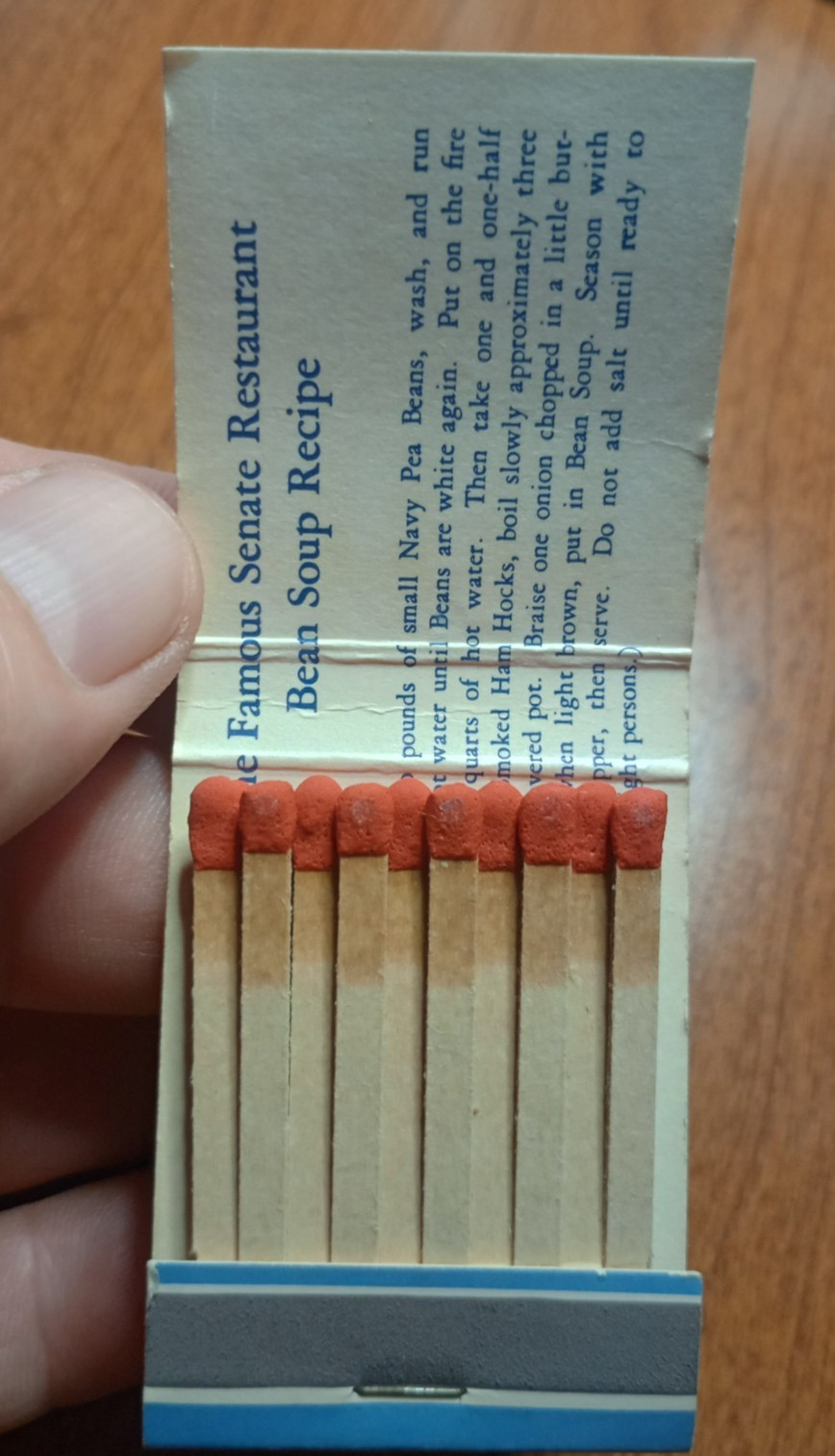 Vtg Matchbook United States Senate Restaurant Washington DC Unstruck 20 Matches