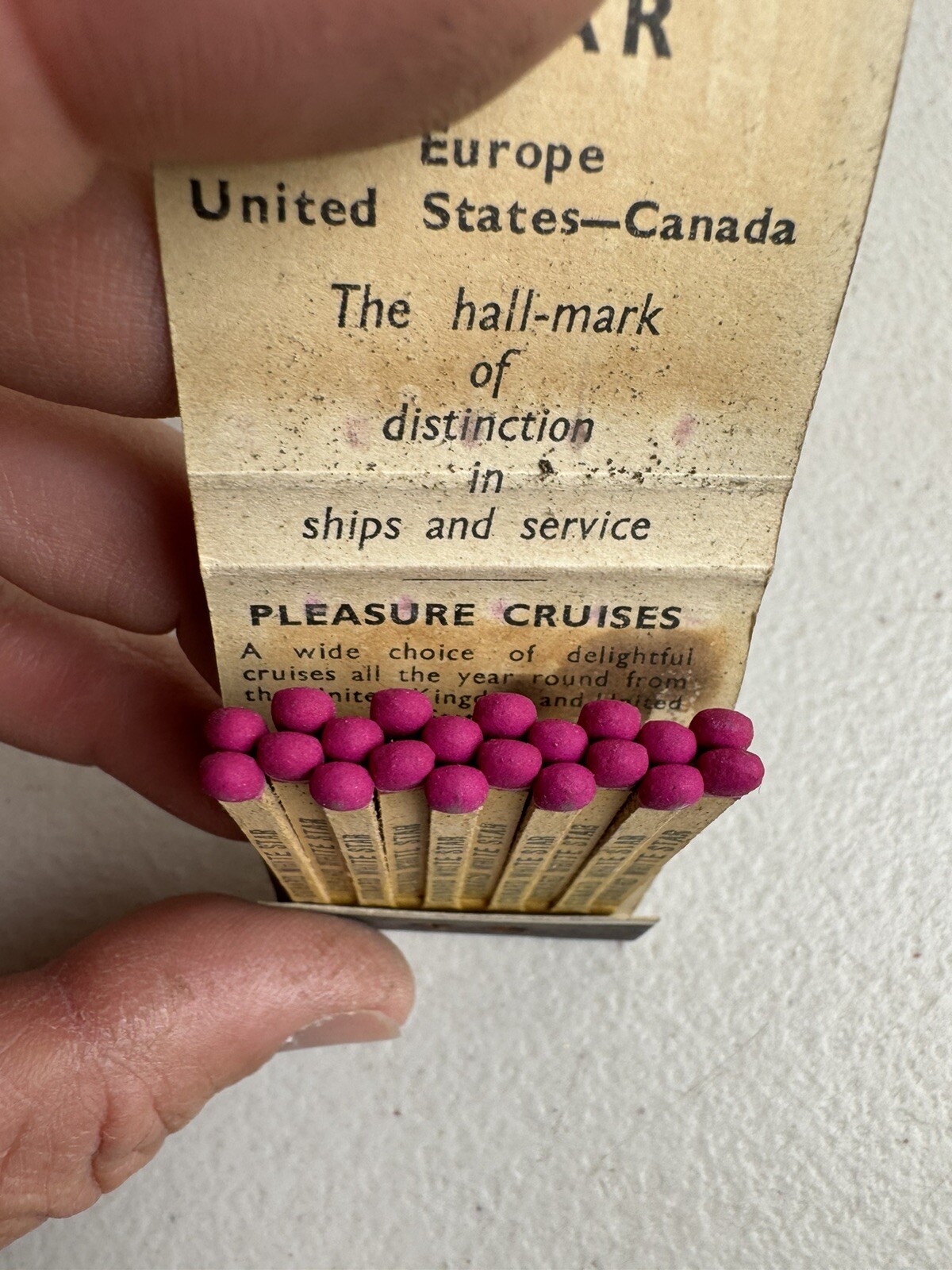 C 1930 Cunard White Star Lines Matchbook Cruise Ship-Full Unused
