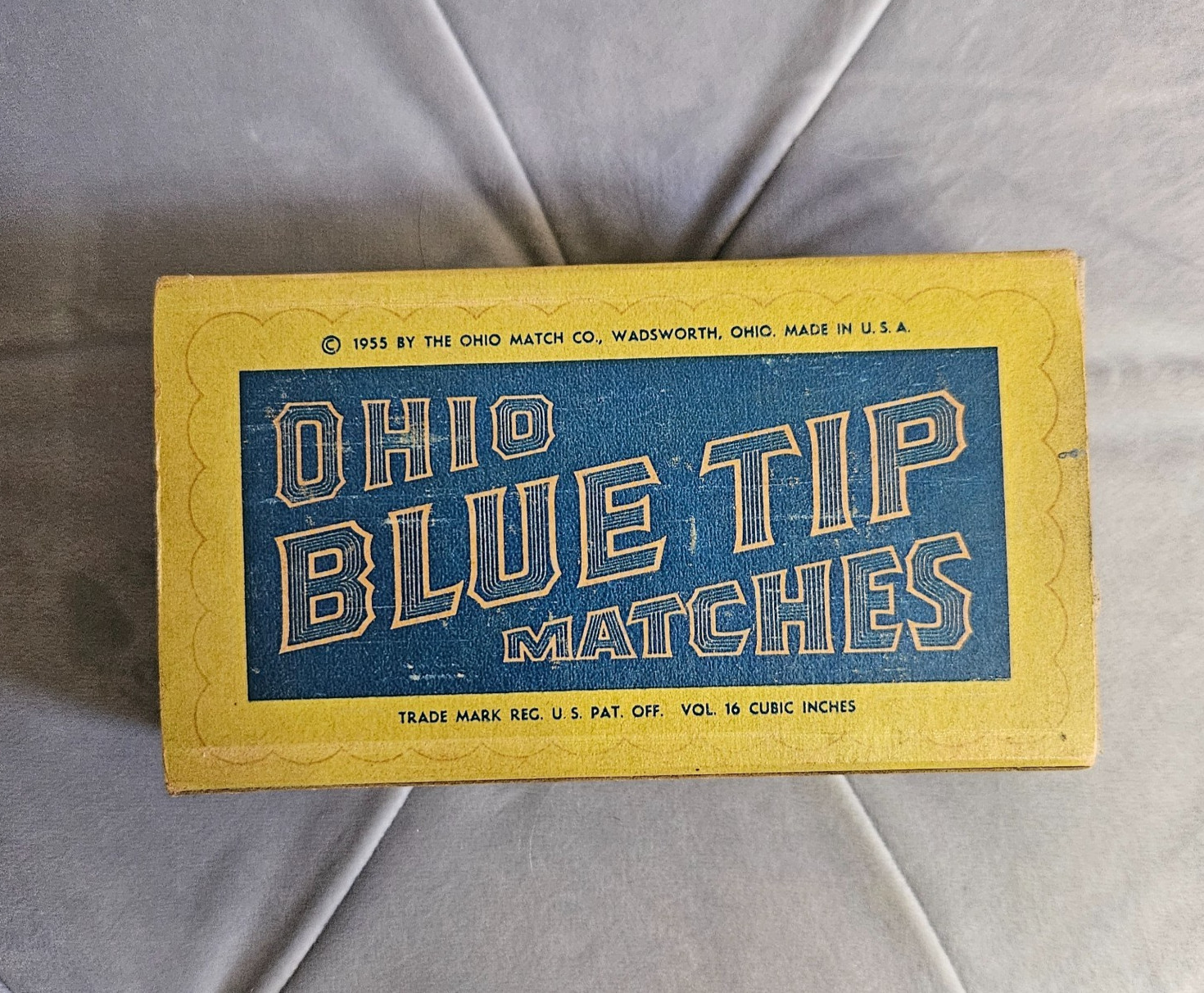 Vintage 1955 Ohio Blue Tip Matchbox Empty Cardboard Box Ranch Scene Cowboy Horse