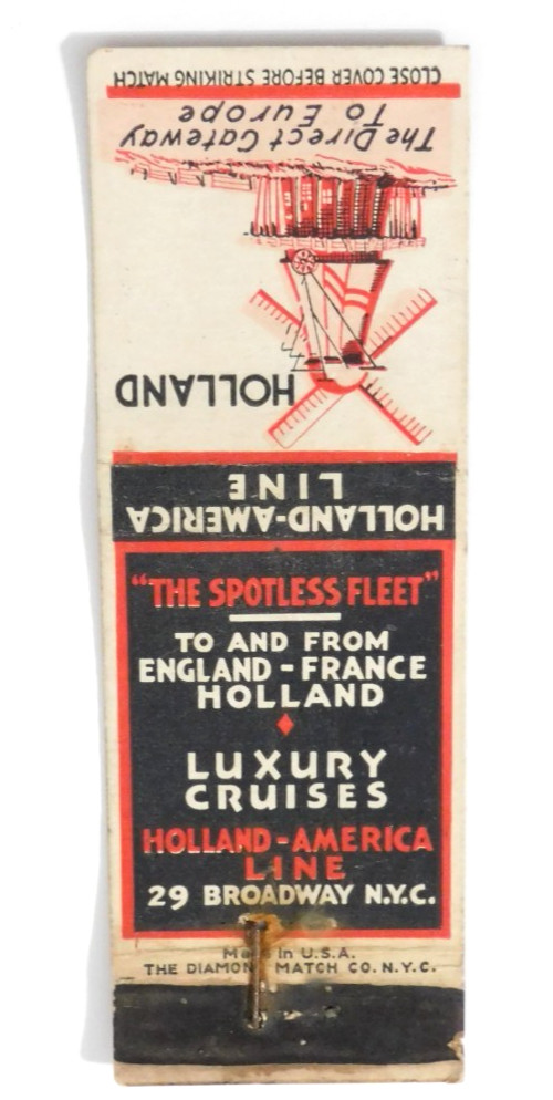 HOLAND AMERICAN LINE MATCHBOOK COVER * NEW YORK CTY