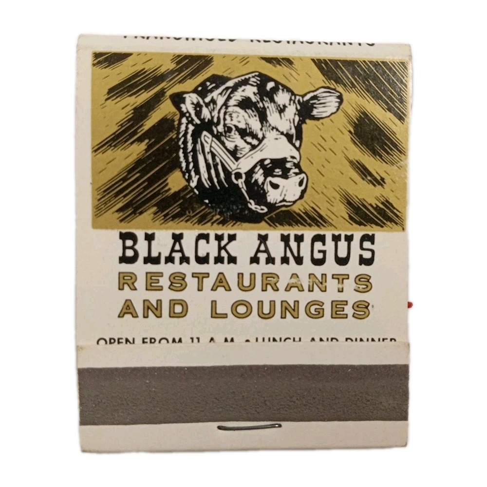 Black Angus Restaurants & Lounges Full Vintage Matchbook Cowboy Humor