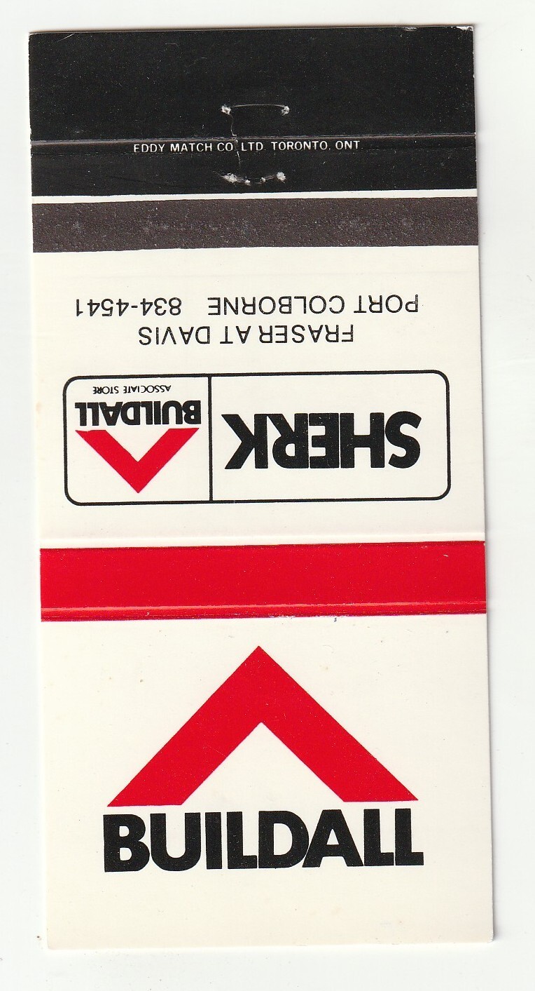 MATCHBOOK COVER – SHERK BUILDALL – PORT COLBORNE ONTARIO CANADA