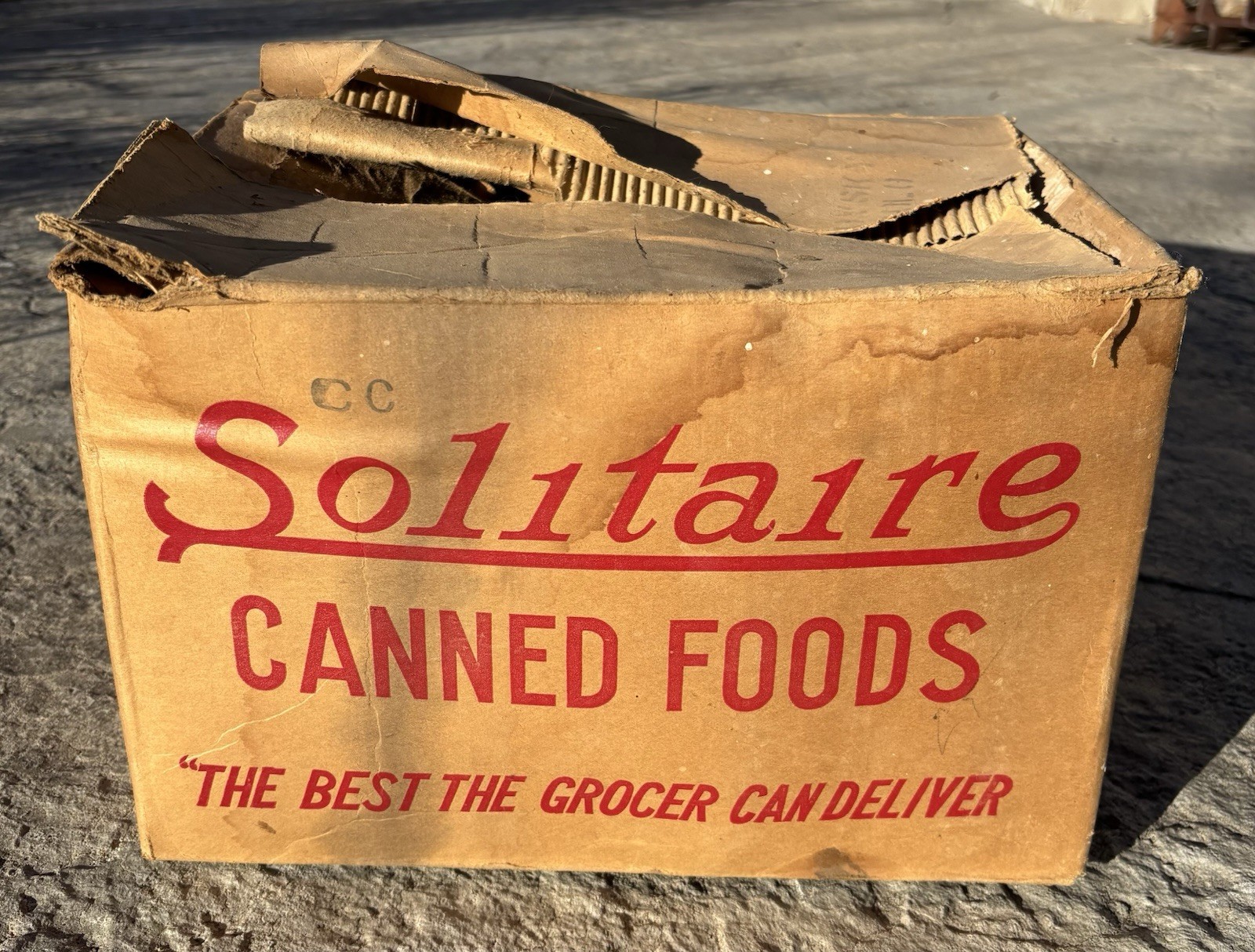 Vintage Solitaire Cardboard Box for Canned Spinach Morey Mercantile Denver CO