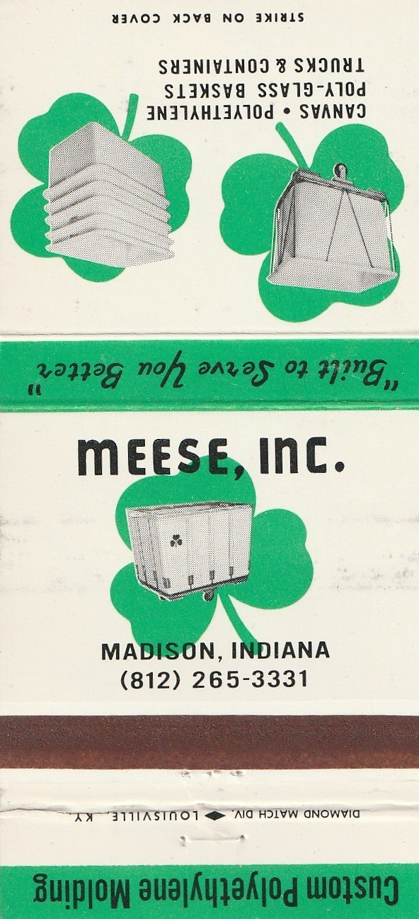 UNSTRUCK MATCHBOOK COVER – MEESE INC. – MADISON IOWA – CANVAS – POLYTHYLENE