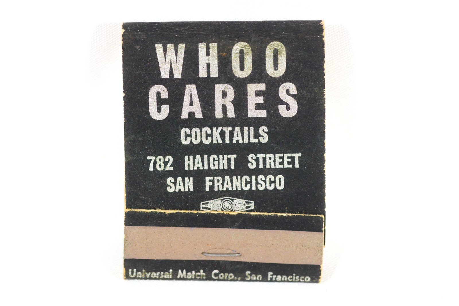 1950’s WHOO CARES Gay Lesbian Bar Haight Ashbury Silver & Black FULL UNSTRUCK!