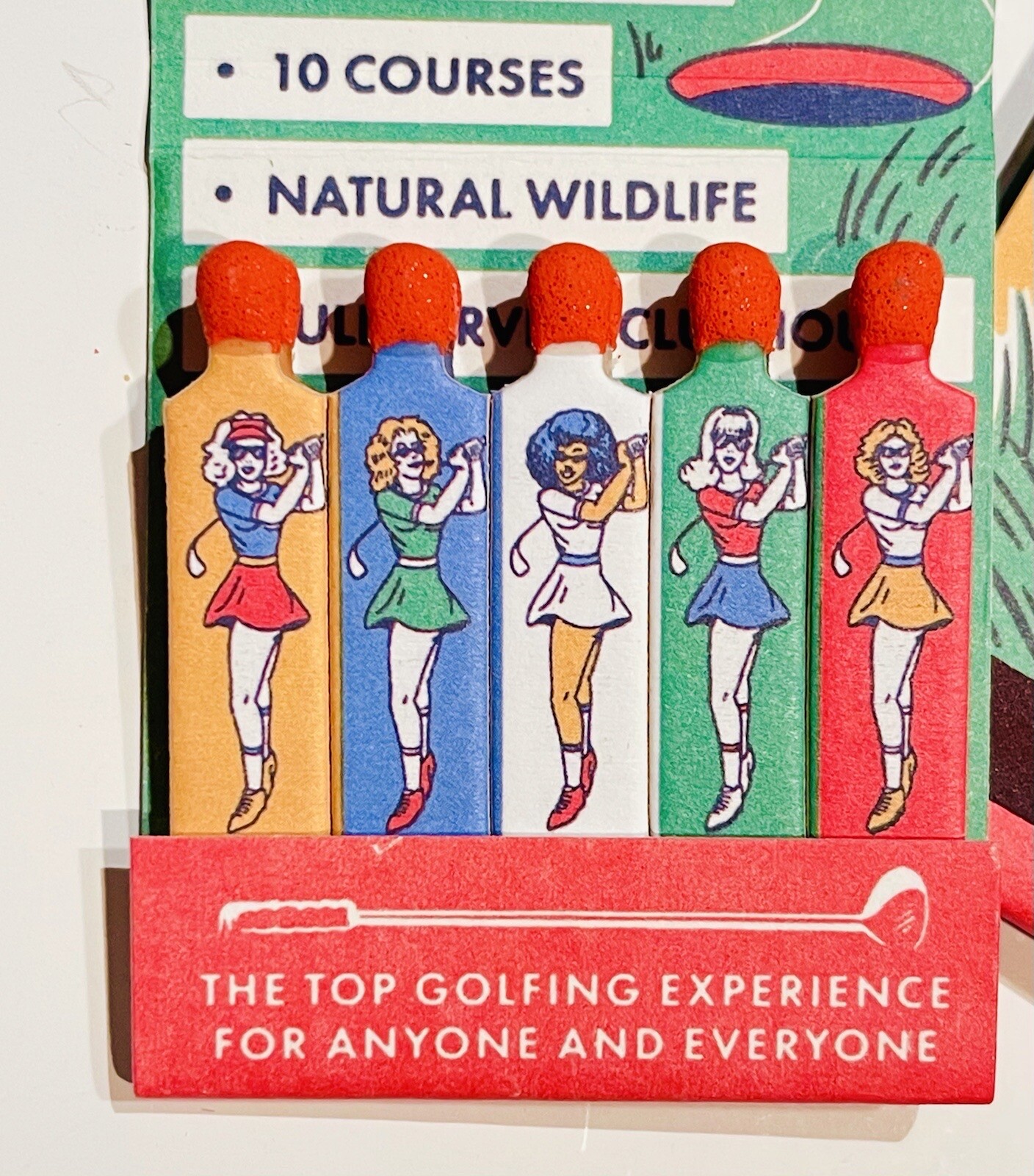 Feature Matchbook MCM Design “Golf World USA” Golfing Bunny Printed Match Stems!