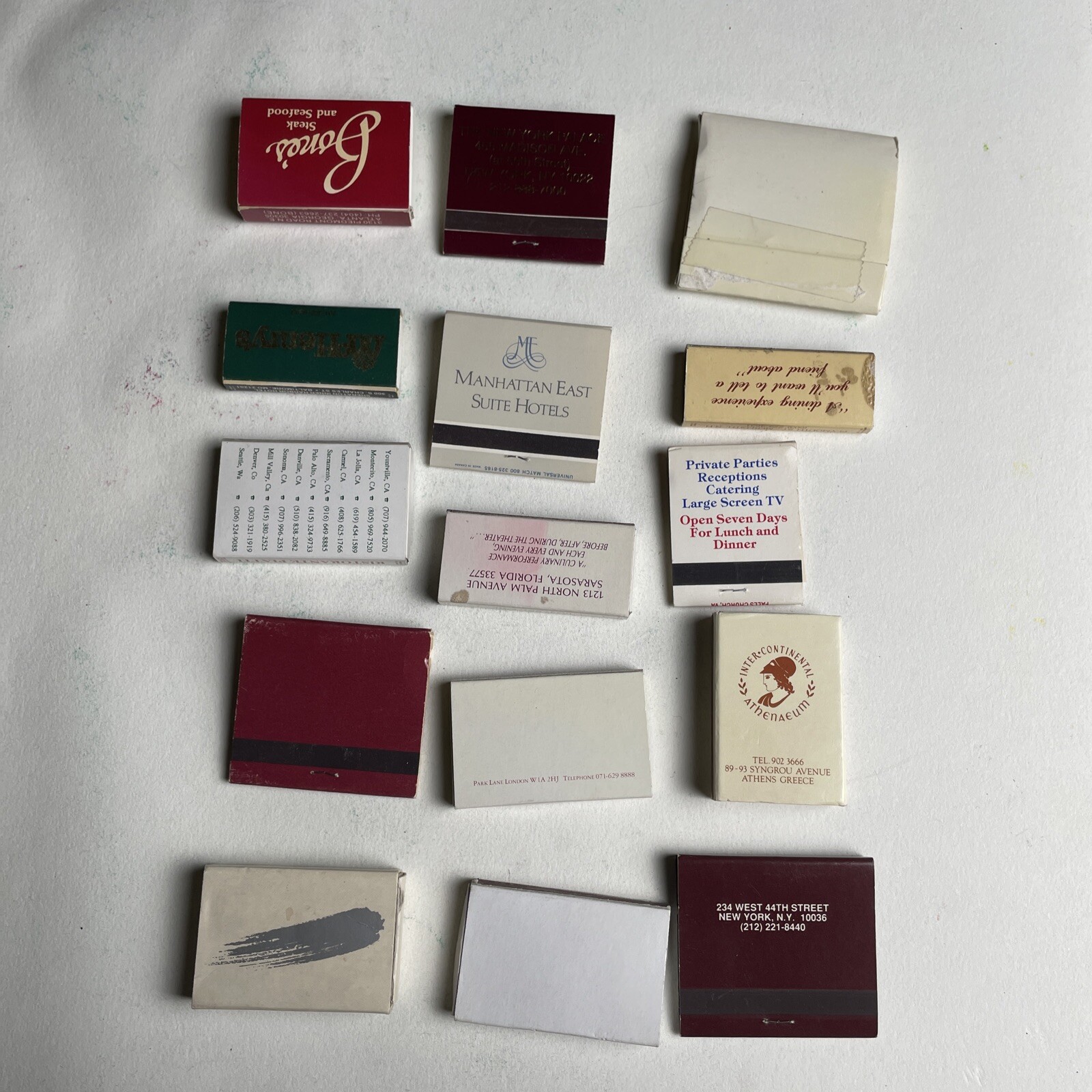 Lot of 14 Vintage Matchbooks & 1 Travel Sewing Kit