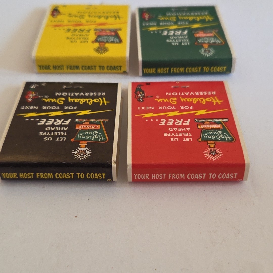 Vintage Matchbook Holiday Inn Hotel Lot (4) Green Yellow Red Black~ Unstuck NOS
