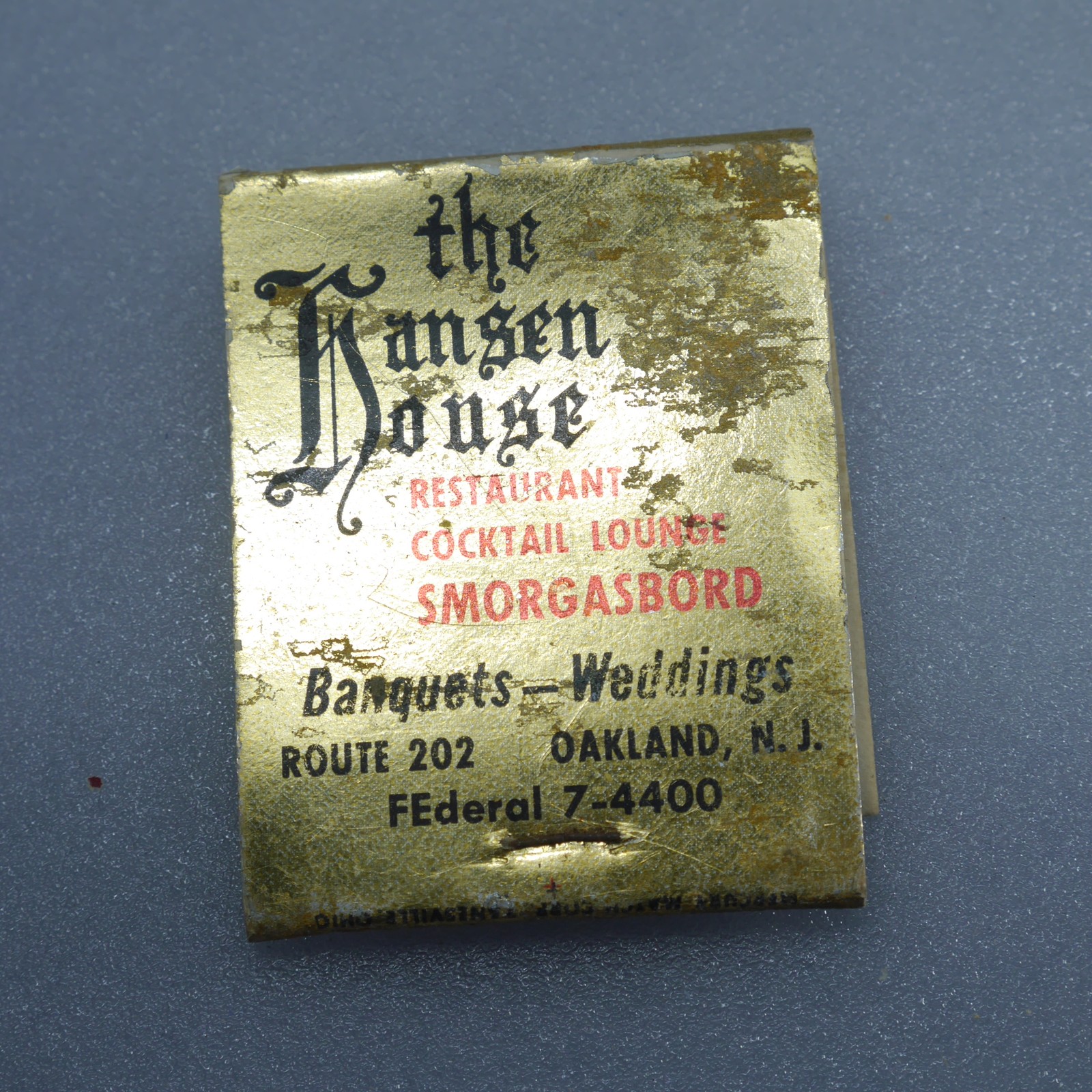 The Kansen House Restaurant Oakland New Jery Matchbook Vintage Cover Struck