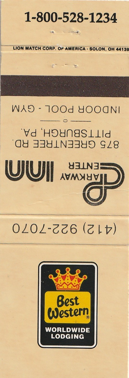 MATCHBOOK COVER – PARKWAY CENTER INN – PITTSBURGH PENNSYLVANIA – UNSTRUCK