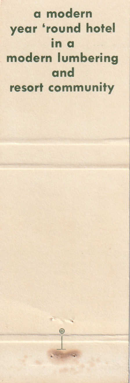 MATCHBOOK COVER – FALLS HOTEL – NEWBERRY MICHIGAN – SMORGASBORD – UNSTRUCK