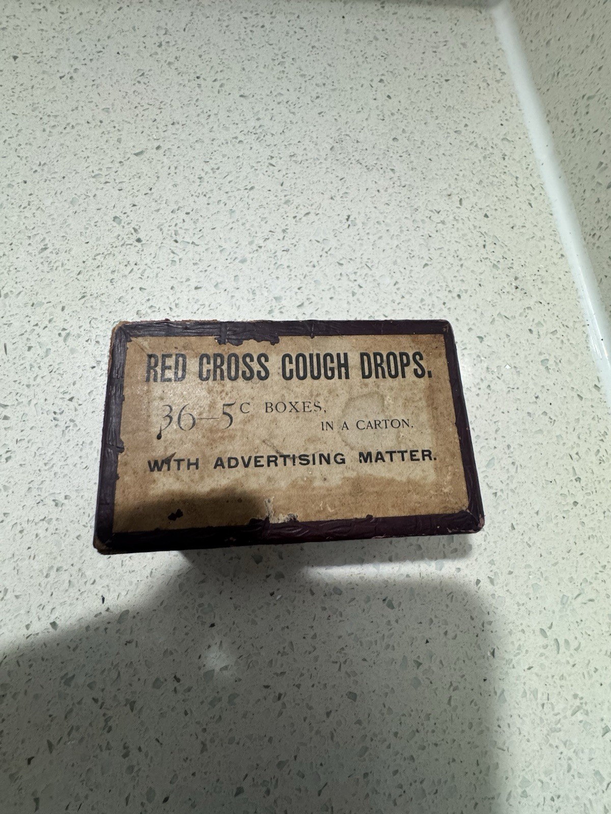 Vintage Red Cross Cough Drops Advertising Box Cardboard Faux Leather 5¢ Display
