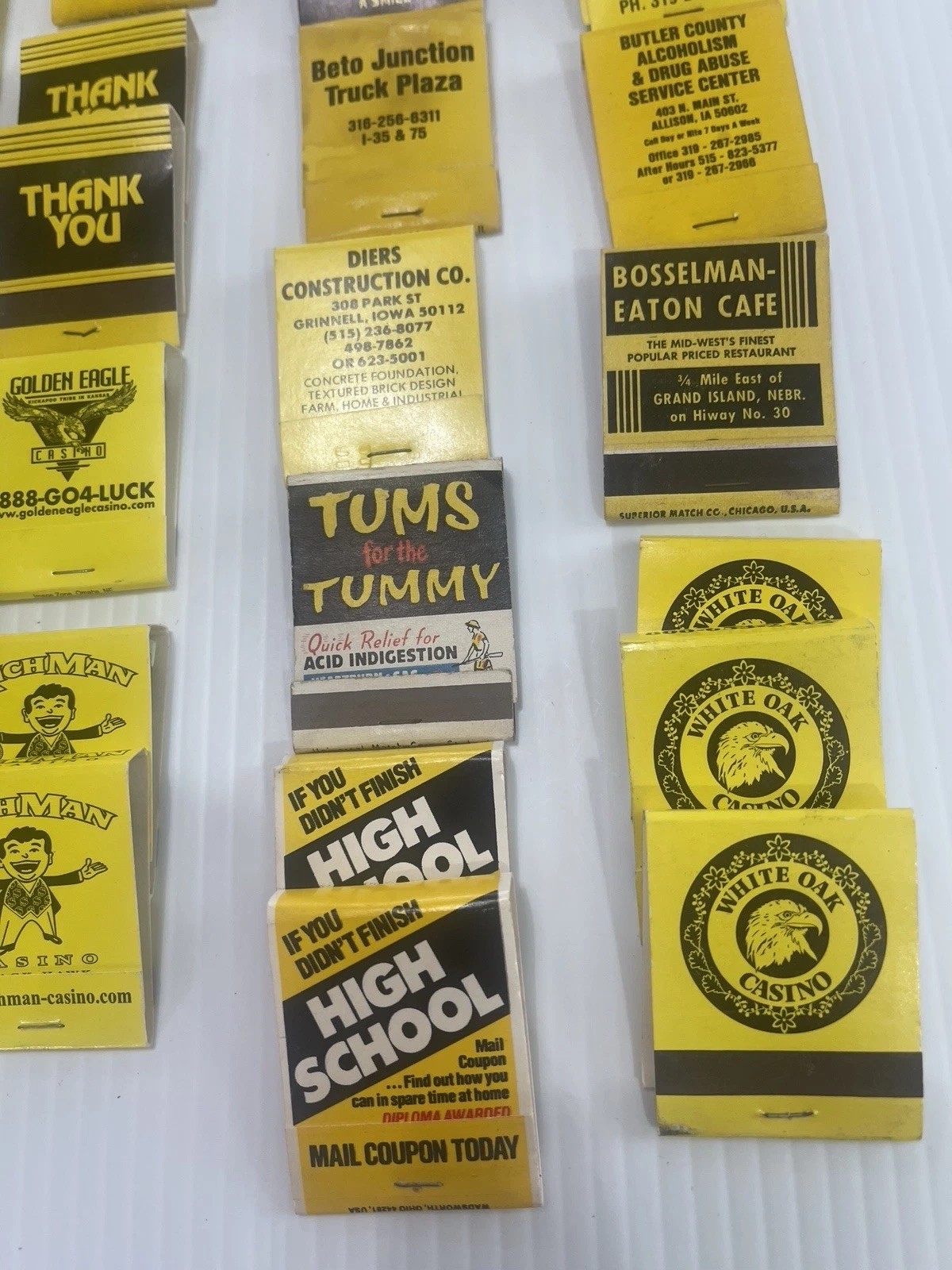 Lot of 72 Vintage Matchbooks Black & Gold Color Home Bar She Shed Decor Hawkeyes