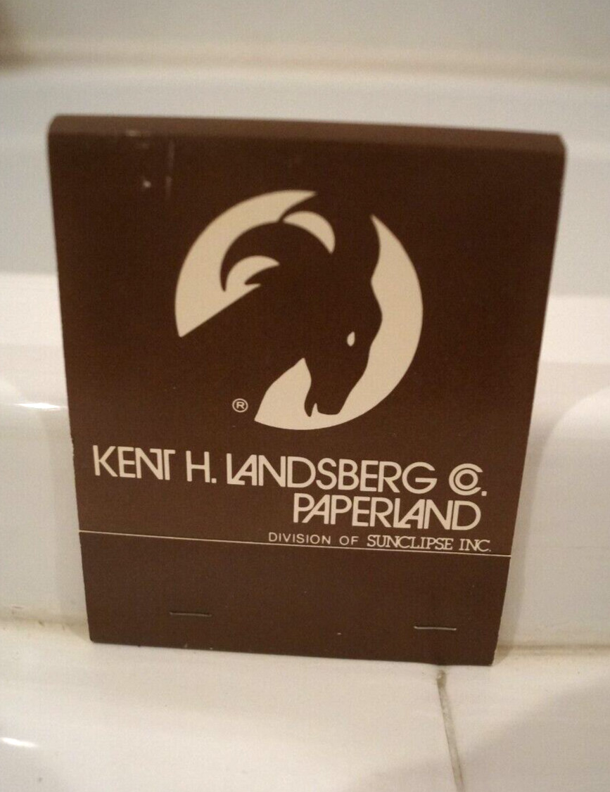 VINTAGE KENT H. LANDSBERG PAPERLAND JUMBO MATCHBOOK NEW W/ WRITING ON STICKS NEW