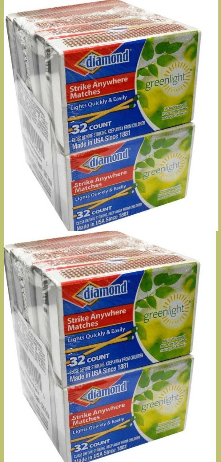 (2 Pack) Diamond Strike Anywhere Matches 32ct Penny Matches Camping 640 Total