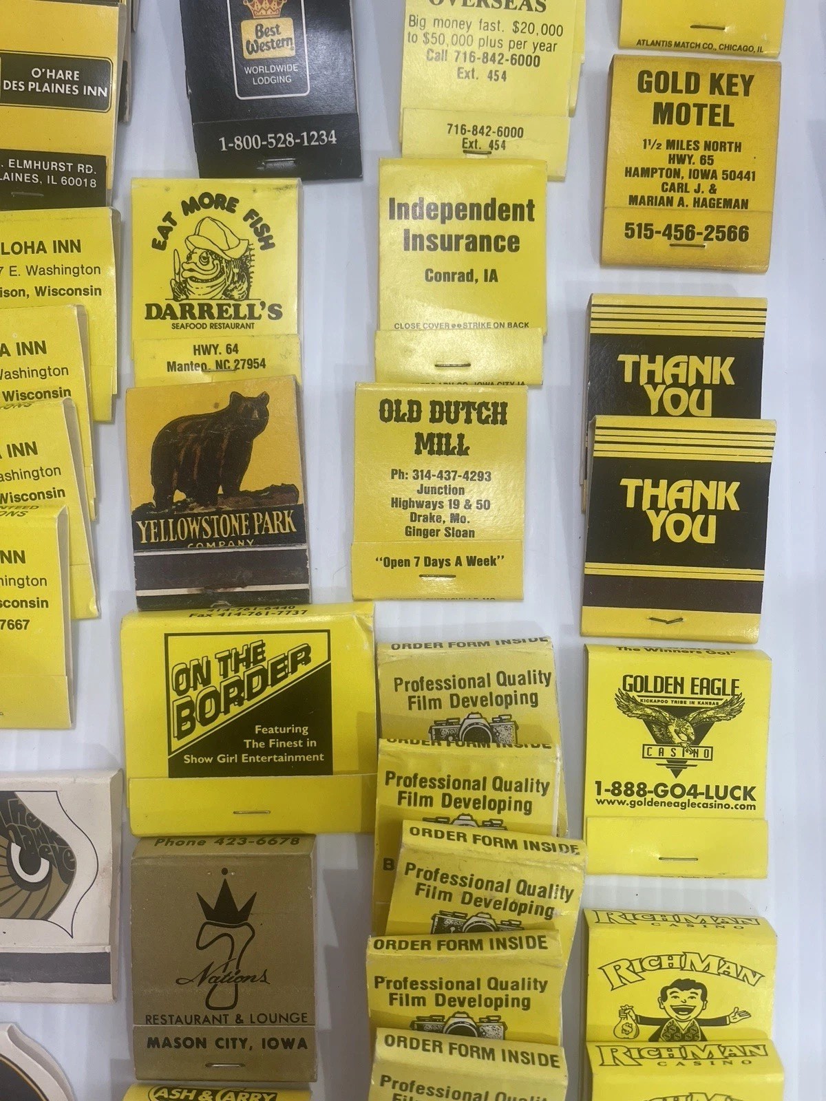 Lot of 72 Vintage Matchbooks Black & Gold Color Home Bar She Shed Decor Hawkeyes